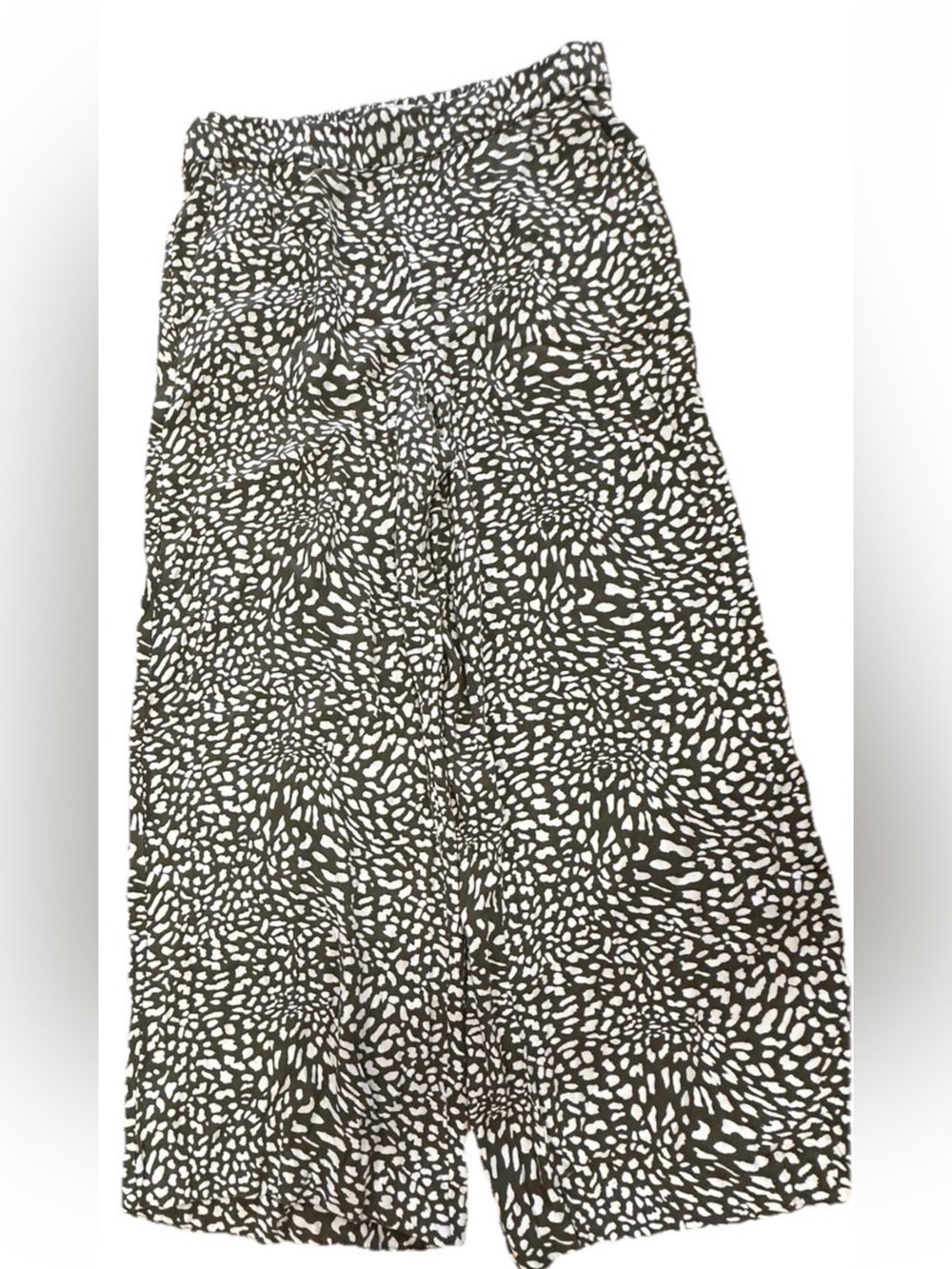 LOFT Olive Abstract Print Wide Leg Palazzo Crop Pants Small
